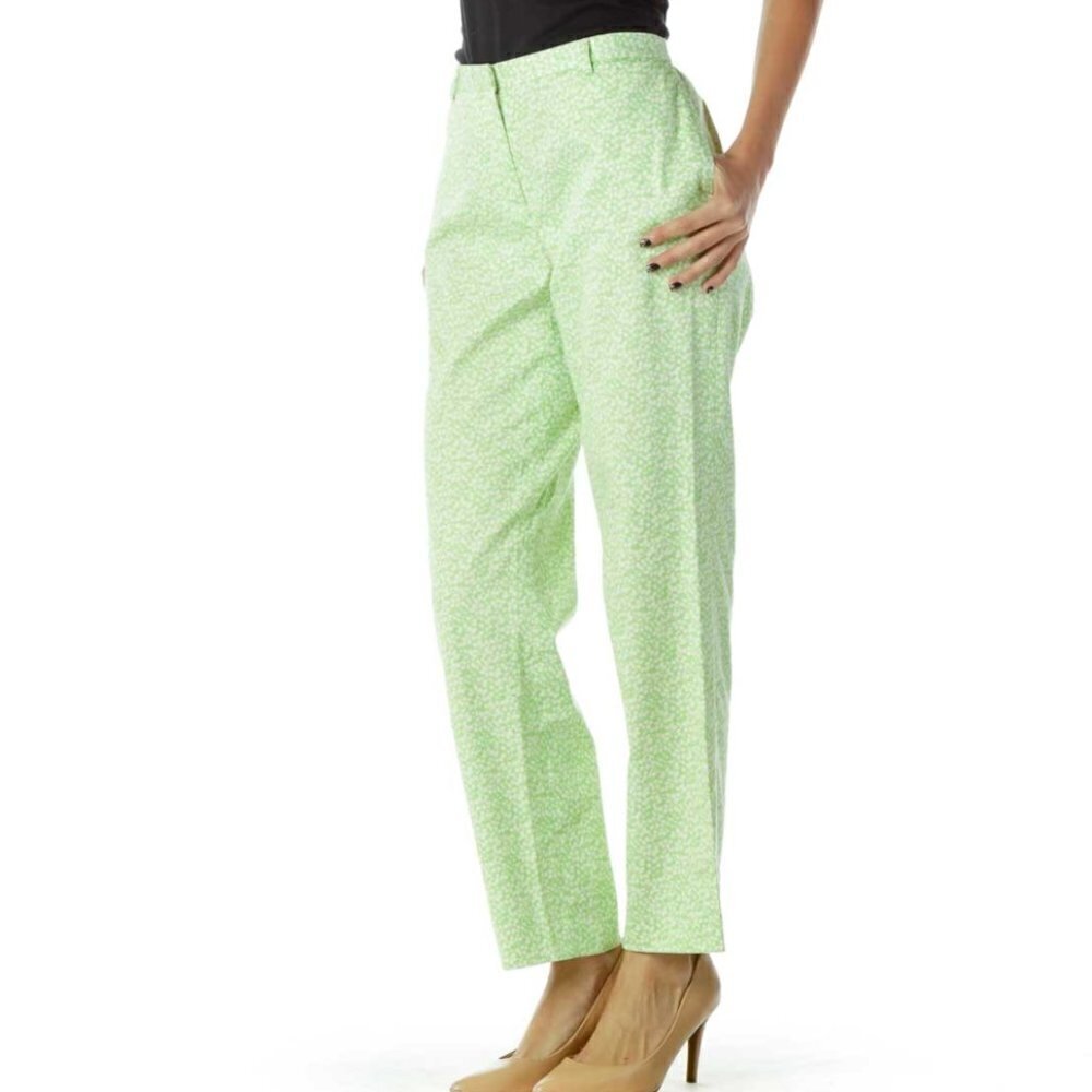 J.Crew Green White Floral Pants - Picture 2 of 3
